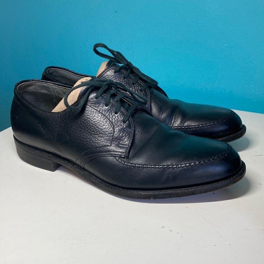 Vintage 1970s Wright Arch Preserver Oxfords 9.5E Black Pebble Leather Union Made